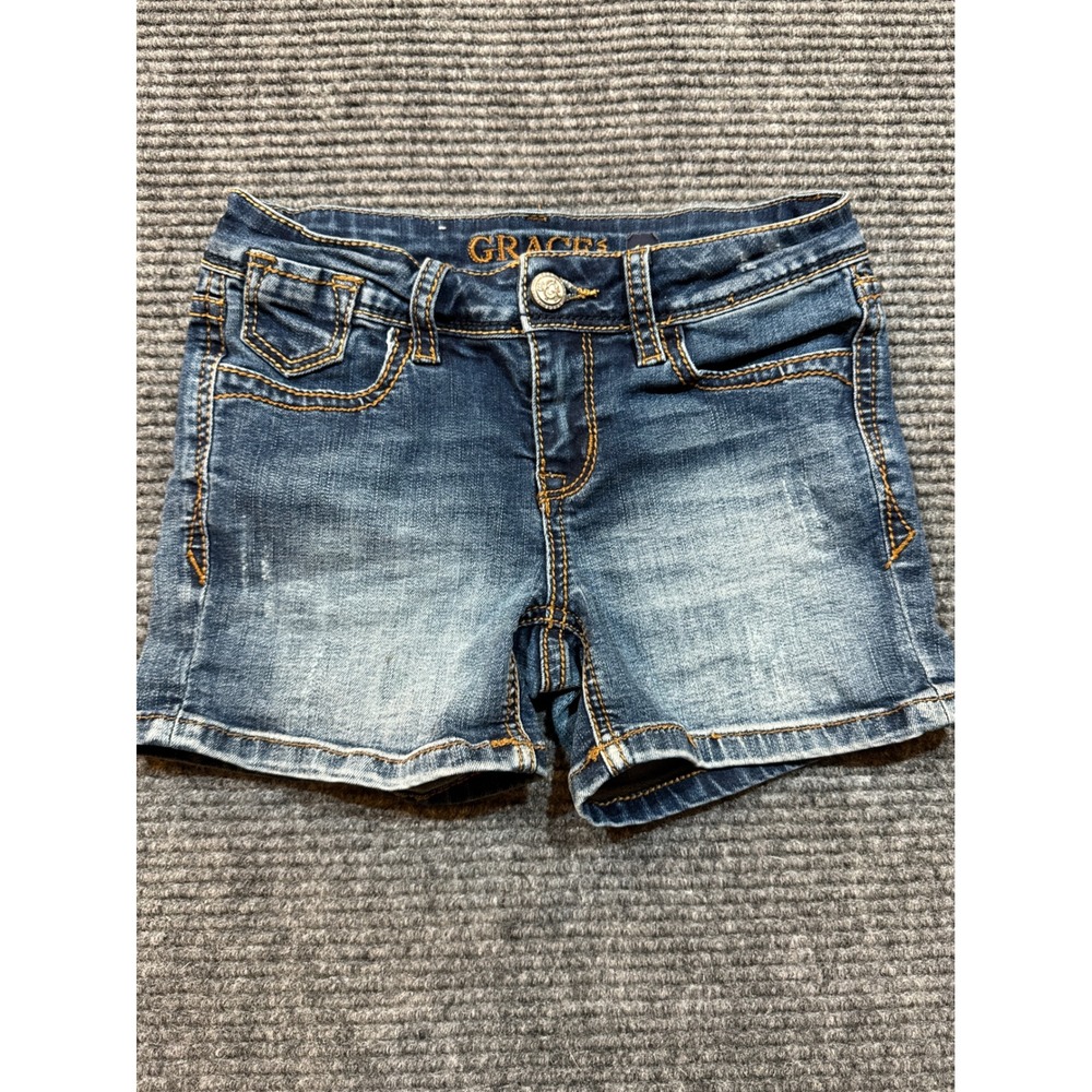 Grace in LA Denim Shorts Women's Juniors Size 10 Blue Distressed Faded